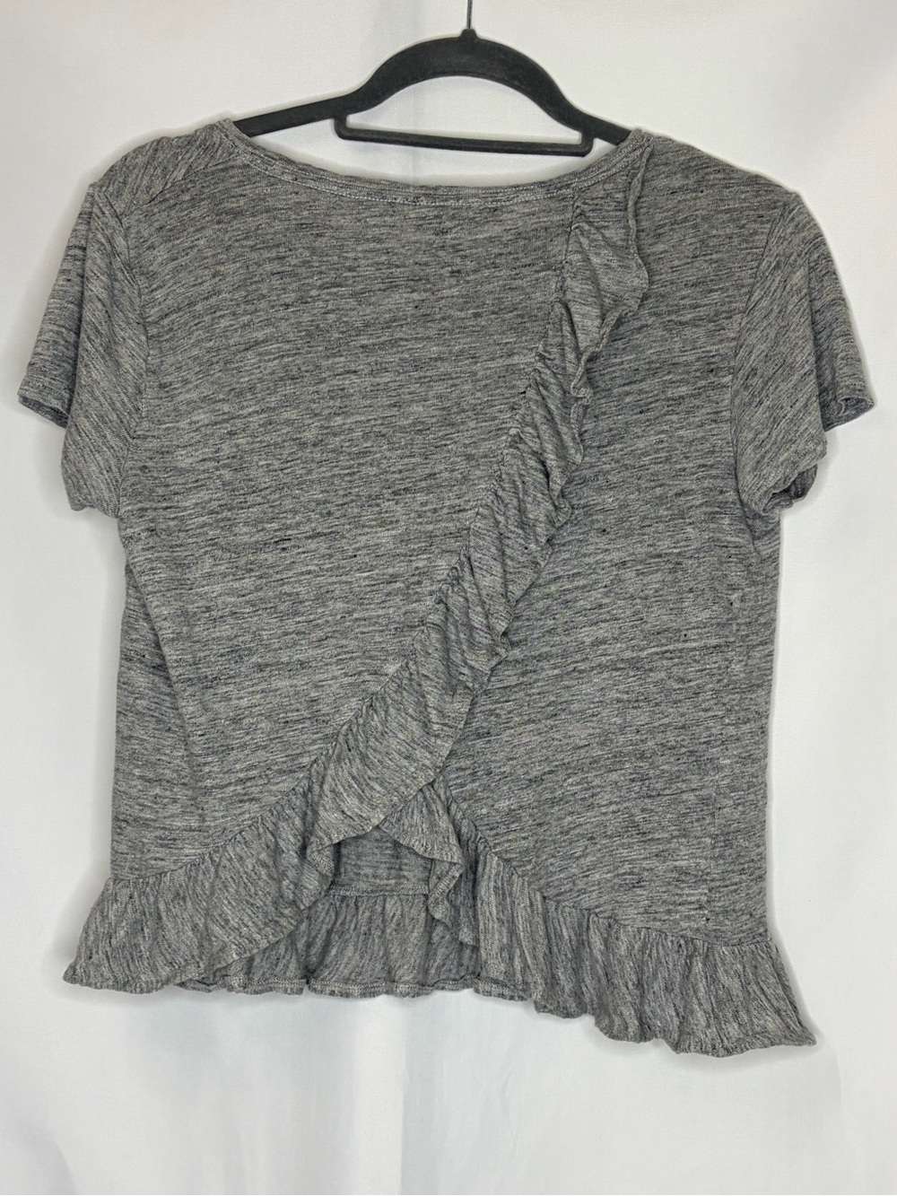 J.Crew 100% Linen Ruffle Back Tee Gray Size M